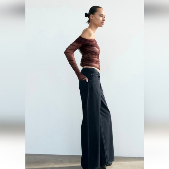 ZARA DRAPED 100% SILK WRAP TOP - Picture 3 of 7